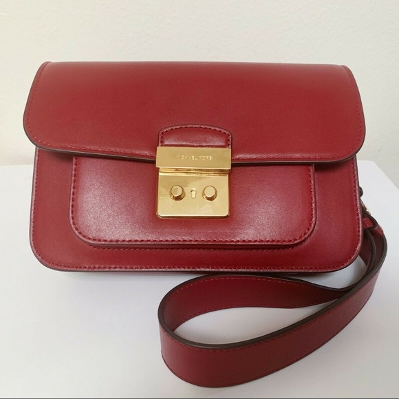 MICHAEL KORS Sloan Editor Large Red Burgundy Leather Shoulder Bag - Picture 1 of 7